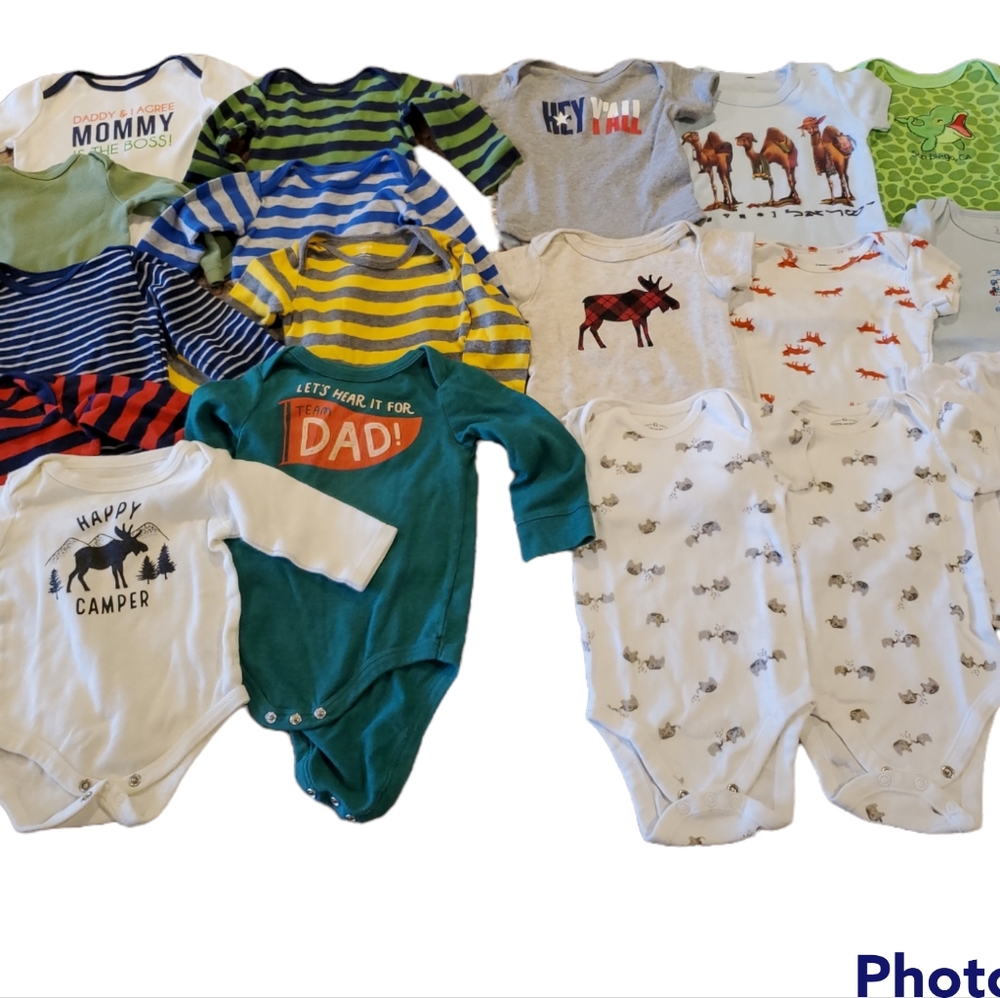 Baby Boy Onesies - Size 3-6 Months - 18 Items - Gently Used